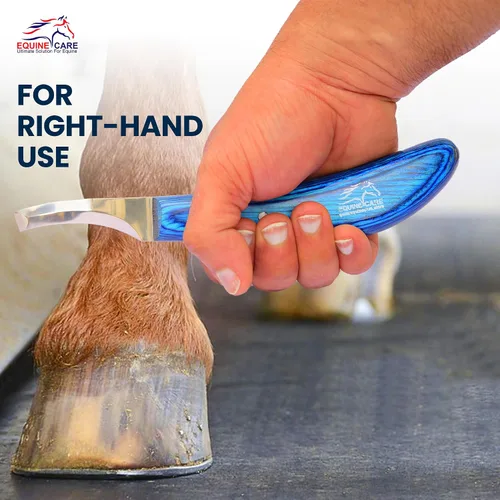 Miniatura 9 de Equine Care Cuchillo de pezuña para diestros – Hoja de acero inoxidable J2 afilada de doble filo, mango ergonómico de hoja – Recortadora profesional