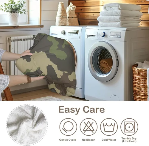 Miniatura 8 de Sleepwish Manta de forro polar de camuflaje caqui militar para niños y niños, manta sherpa de camuflaje militar suave para sofá y silla