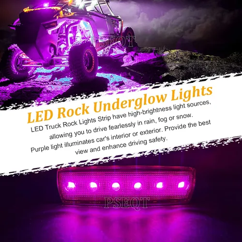Miniatura 2 de PSEQT 10 unidades de luces LED de tira de roca para auto, luces de rueda de bajo brillo, kits de iluminación para guardabarros, impermeables