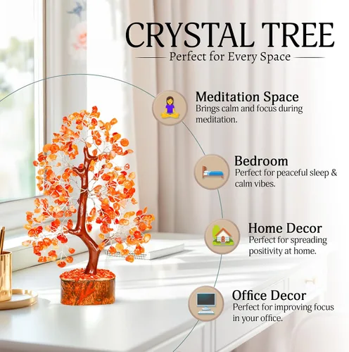 Miniatura 4 de YATSKIA - Árbol de la vida con cristal de cornalina - Árbol de bonsái - Decoración de Feng Shui para el hogar - Piedras de cristal - Decoración