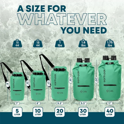 Miniatura 42 de Earth Pak Bolsa seca impermeable con bolsillo con cremallera, mochila impermeable para mantener el equipo seco Camuflaje
