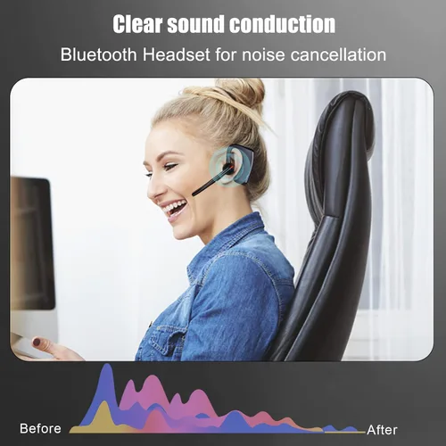 Miniatura 4 de Walkie Talkie - Auriculares Bluetooth con micrófono de cancelación de ruido, auricular inalámbrico de 2 pines con PTT de dedo compatible con radios