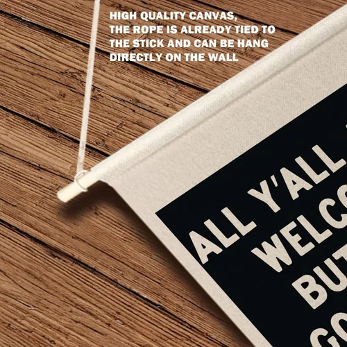 Miniatura 6 de Qpenm Todas Son Bienvenidas Bandera Colgante de Lona para Pared, Impresiones de Banderín Colgante de Bienvenida, Carteles Graciosos e Impresiones
