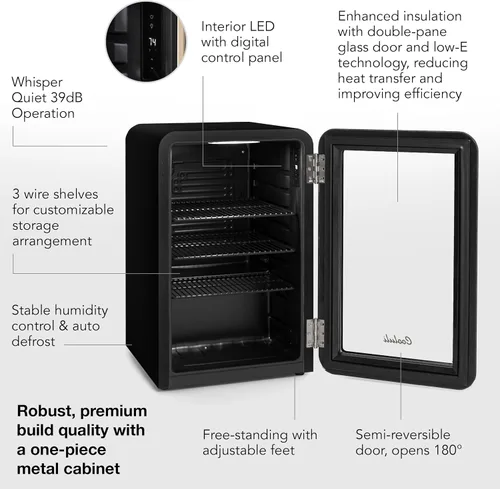 Miniatura 4 de Cooluli Decor - Mini refrigerador compacto de 2.4 pies cúbicos con puerta de vidrio - Pequeño refrigerador para dormitorio, oficina, residencia
