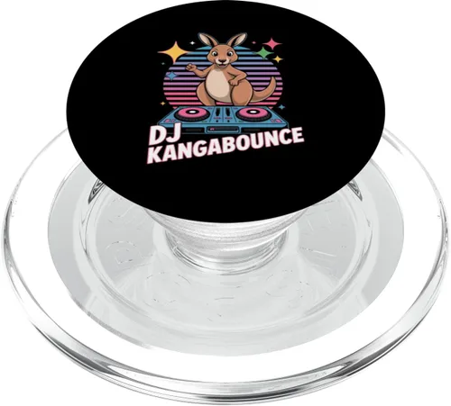 Miniatura 7 de DJ Kangabounce Kangaroo Party DJ Retro Tocadiscos Vibes PopSockets Adhesivo PopGrip