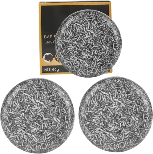Jabón negro para cabello gris, barra de champú de 3 piezas, barra de champú para oscurecer el cabello para mujeres y hombres, jabón natural para