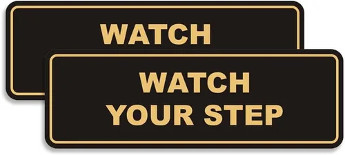 Miniatura 54 de Signs ByLITA Letrero estándar para pared o puerta con texto en inglés «Watch Your Step», señalización de salud y seguridad (negro), mediano