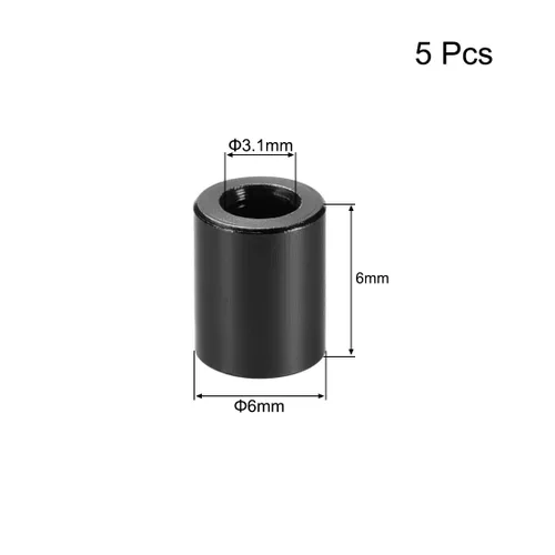 Miniatura 2 de uxcell 5 unids redondo aluminio separador columna espaciador 0.122x0.236x0.236 in (IDxODxH) negro para Drone FPV Quadcopter Racing RC multirotors