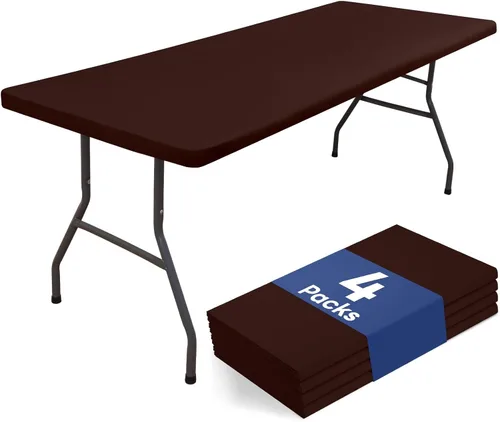 Miniatura 25 de homing Paquete de 4 manteles rectangulares de 4 pies, mantel ajustable de poliéster impermeable, lavable, para picnic, campamento, al aire libre