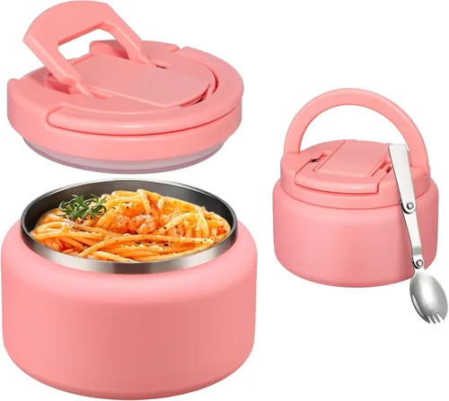 Miniatura 24 de Itslife Termo de sopa aislado al vacío de 14 onzas para comida caliente, recipiente de almuerzo para niños con tapa de hebilla a prueba de fugas