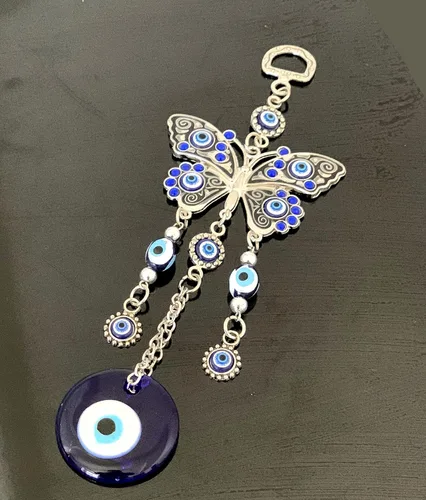 Miniatura 3 de Adorno de decoración colgante de mariposa azul turco con mal de ojo turco (con una bolsa de decoración mejor)-003
