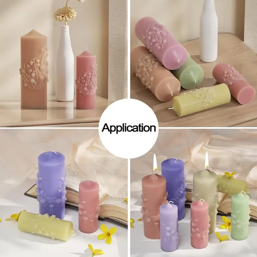 Miniatura 7 de Moldes de silicona cilíndrica con diseño de lirio de rosas del valle, para hacer velas, jabones, resina y arcilla, decoración de manualidades