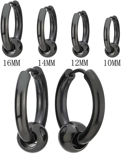 Miniatura 2 de Aretes de aro con bisagras de acero inoxidable para hombres y mujeres, 2 piezas