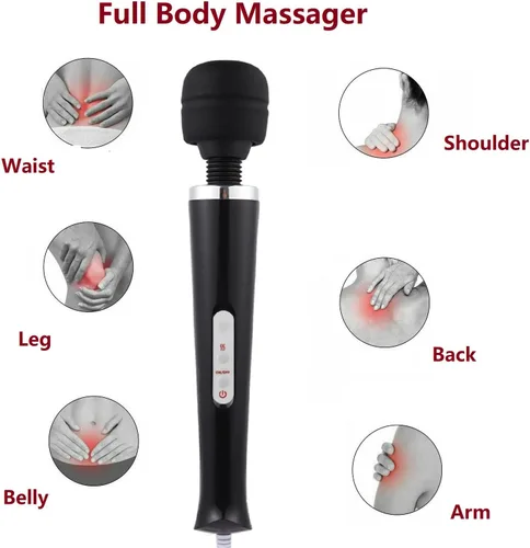 Miniatura 4 de Masajeador de cuerpo grande negro de mano vibrante potente masaje eléctrico de espalda para mujer recuperación deportiva dolores musculares dolor