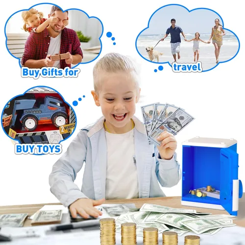 Miniatura 4 de JUNEU Hucha para niños, juguetes para niños de 3, 4, 5, 6, 7, 8 años, alcancía electrónica para ahorrar dinero para niños, mini alcancía