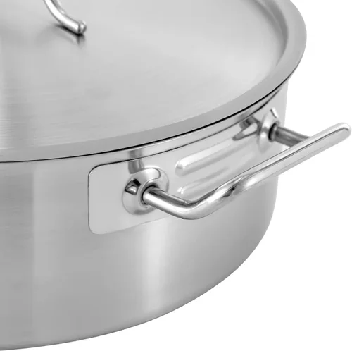 Miniatura 9 de Olla de acero inoxidable de 11 cuartos de galón con tapa, utensilios de cocina gruesos, olla de sopa de inducción resistente, olla grande