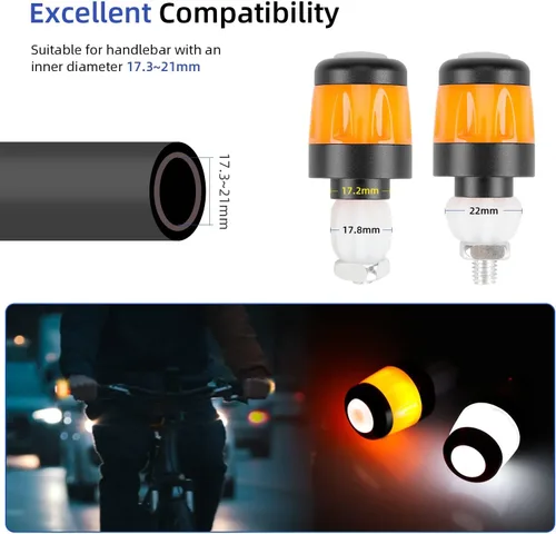 Miniatura 5 de ulip Luz de agarre para manillar señales de giro para bicicleta intermitentes para E-Scooters Lámpara indicadora recargable USB Luces de advertencia