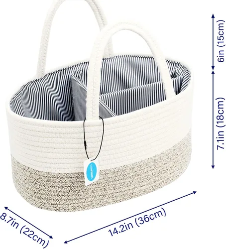 Miniatura 7 de Casaphoria Caddy Organizer - Cesta tejida de cuerda de algodón para almacenamiento, cesta de toalla 100% algodón con asa, bolsa portátil