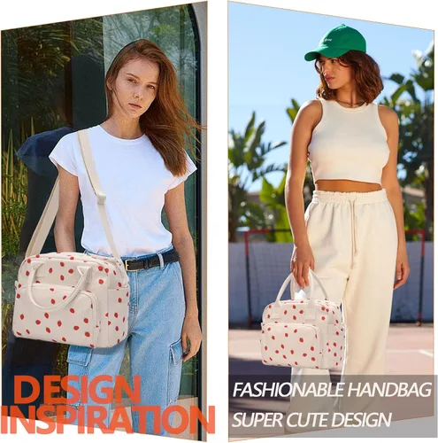 Miniatura 7 de Lunch Bag for Women Girls, Cute Insulated Reusable Lunch Box Leakproof Lunch Boxes Portable Lunch Tote Bag Cooler Bag Fresa