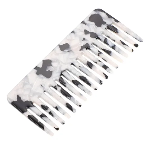 Beaupretty Peine de dientes anchos antiestático de 4.52 pulgadas para desenredar cabello húmedo y seco con agarre cómodo y masaje en el cuero