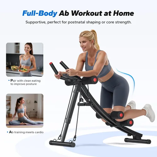 Miniatura 2 de MERACH Ab Machine, Adjustable Dual Track Ab Trainer Machine, Ab Workout Equipment for Home Gym, Ergonomic Arc Track for Better Abs, Foldable Workout