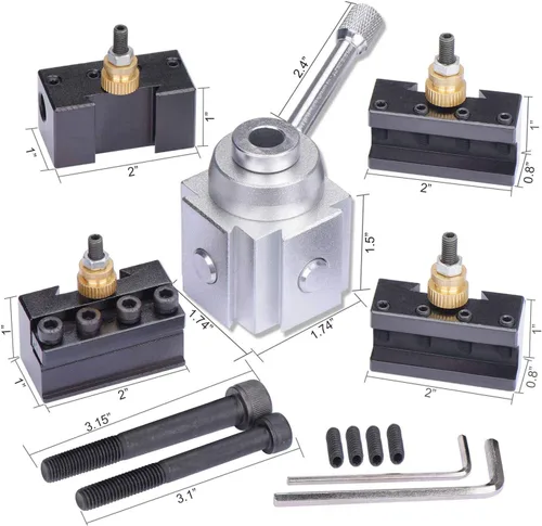 Miniatura 3 de Conjunto de poste de herramienta de cambio rápido de cuerpo de aluminio para mini máquina de torno