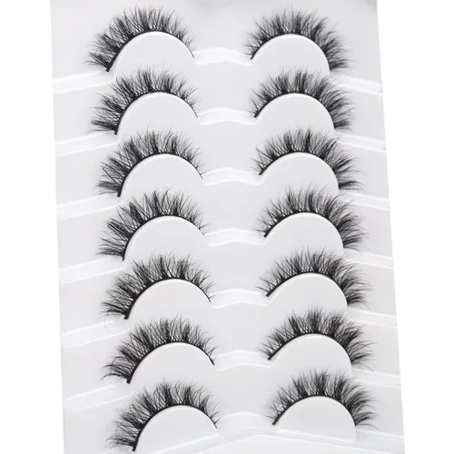 Miniatura 413 de Pooplunch - Pestañas postizas finas de visón sintético, estilo ojo de gato, naturales, cruzadas, tipo racimo, efecto 8D de volumen, tiras