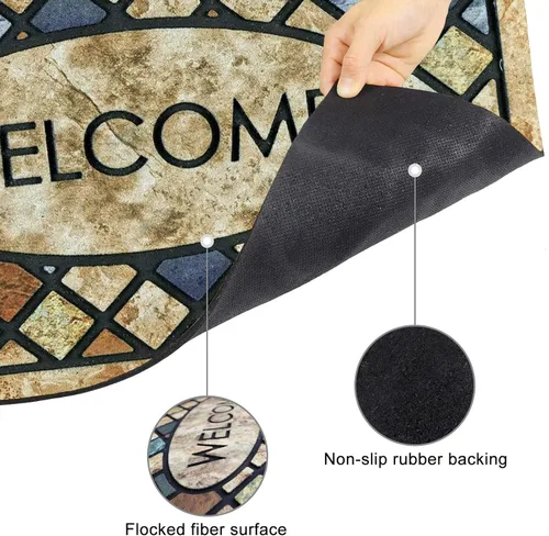 Miniatura 4 de CHICHIC Felpudo de Bienvenida Azul de 17 x 30 Pulgadas, Felpudo Delantero para Exteriores para Entrada del Hogar, Tapete para Exteriores