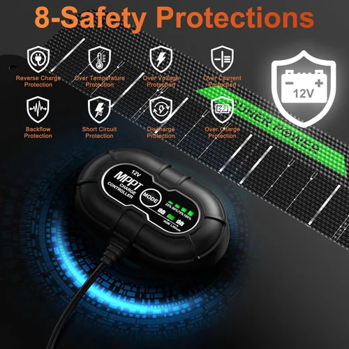 Miniatura 3 de SUNER POWER Cargador de batería solar impermeable de 20 W 12 V y mantenedor PRO, controlador de carga MPPT ultrainteligente integrado, kit de carga