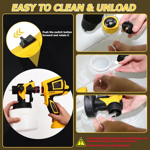 Miniatura 6 de Pulverizador de pintura inalámbrico, pistola de pulverización eléctrica con 2 baterías de 4000 mAh 21 V, 6 boquillas y perilla de ancho