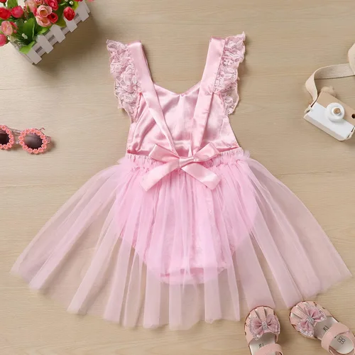 Miniatura 22 de Traje de bebé niña primer cumpleaños traje de encaje tul mameluco princesa tutú vestido de un año cumpleaños pastel Smash fotografía ropa