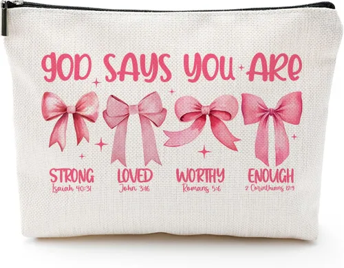 Miniatura 9 de God Says You Are...- Regalo cristiano para mujer, inspirador versículo bíblico, bolsas de cosméticos con cremallera, bolsa de viaje religiosa