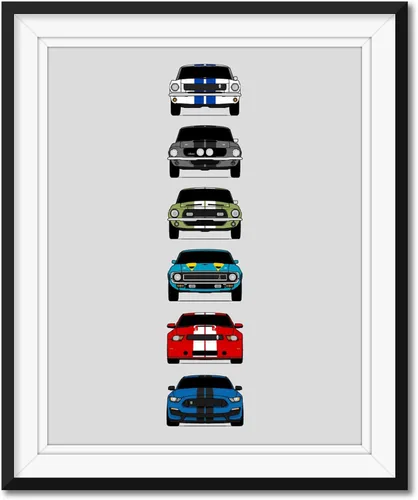 Miniatura 11 de Custom Car Posters Póster hecho a mano compatible con Shelby Mustang GT500 Generations e impresión de Ford Shelby GT500, multicolor, 8 x 10 pulgadas