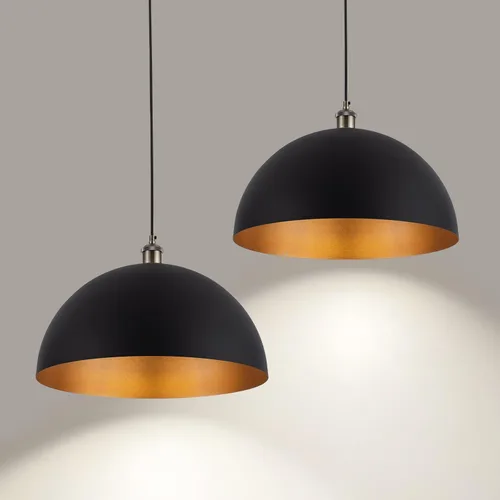 Miniatura 16 de Lámpara Colgante Vintage Negra de 17.72'' Lámpara Colgante Retro Estilo Granja de Cúpula Grande Candelabro Industrial Moderno con Cable de 78.74