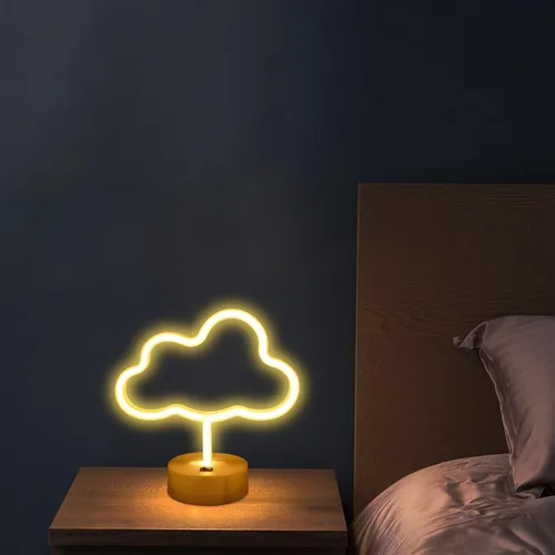 Miniatura 4 de ENUOLI Linda nube de luz de neón LED en forma de nube, luces nocturnas, marquesina, letrero de neón, decoración de mesa para fiesta de Navidad, nubes