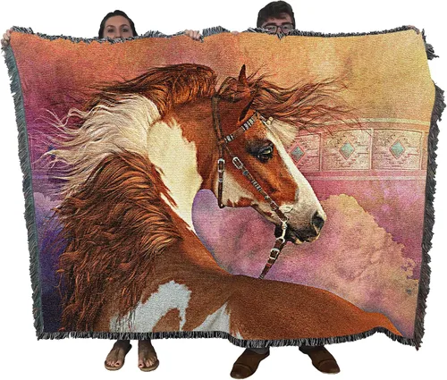 Miniatura 25 de Pure Country Weavers Manta con diseño de hermosas rubias de Robert Duncan, regalo para los amantes de los caballos, manta occidental tejida