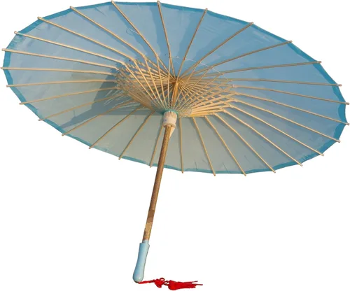 Sombrilla de tela de bambú lisa, ideal para recuerdos de fiesta de boda (azul claro)