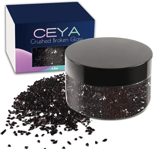 Miniatura 21 de Ceya 5.3 onzas/150g Vidrio Triturado Irregular Azul Neptuno Metálico Chips de Cristal Vidrio Roto Chips Purpurina 2-4mm Manualidades Purpurina
