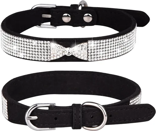 Miniatura 20 de Collares Pequeños para Perros Femeninos, Lindo Cristal de Rinstone con Pajarita de Diamante de Brillo para Cachorros para XXS XS Perros Pequeños