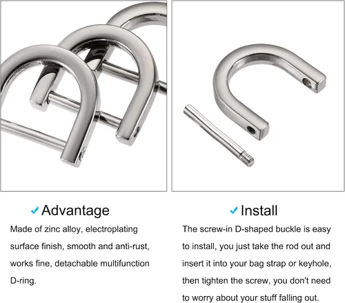 Miniatura 4 de METALLIXITY Metal D Rings Non-welded D-shaped Ring Buckles for DIY Keychains Card Holders Purse