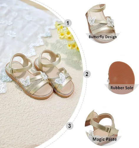 Miniatura 6 de Otter MOMO - Sandalias de verano para niñas con puntera abierta, sandalias planas de princesa con suela cómoda
