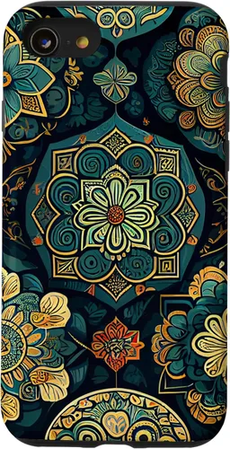Miniatura 13 de iPhone 11 - Funda bohemia vintage marroquí con patrón retro floral bohemio