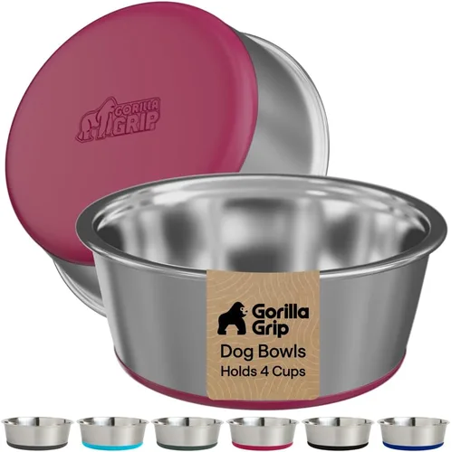 Miniatura 33 de GORILLA GRIP Tazones para perros, acero inoxidable 304 de grado alimenticio, con capacidad para 2 tazas cada uno (16 onzas líquidas) para alimentos
