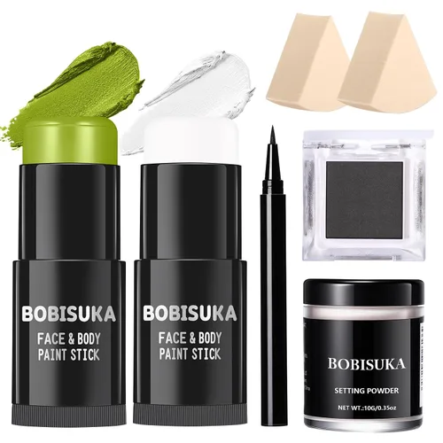 Miniatura 26 de BOBISUKA Palo de pintura facial dorada, impermeable, metálico, dorado, de cuerpo completo, kit de pintura mezclable para Halloween, maquillaje SFX