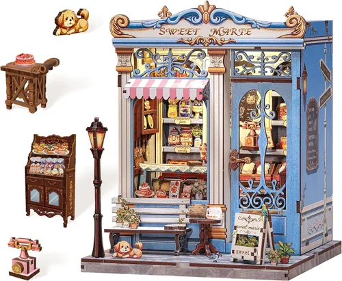 Miniatura 13 de Kit de Rincón de Libros, Kits de Casa en Miniatura DIY para Adultos y Adolescentes, Casa de Muñecas Pequeña Booknook Casa de Jardín Estantería