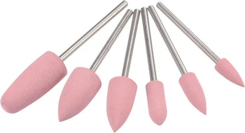 Miniatura 7 de uxcell Brocas de molienda montadas cabezas de amoladora diferentes formas de cabeza ruedas de pulido de silicona para herramientas rotativas gris