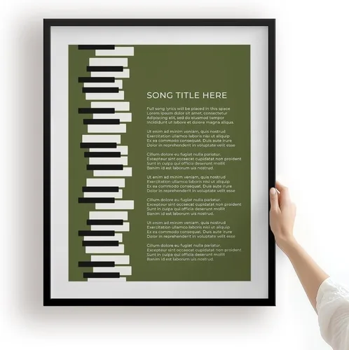 Miniatura 22 de Piano Keys Custom Songs Lyric Wall Art Print, Personalized Music Poster For Gallery Wall (Blue 11x14" Unframed Print)