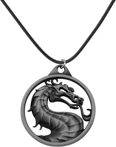FAADBUK Kombat - Joyas vintage con dijes de Kombat regalo para amante de Kombat collar y llavero para familiares y amigos Metal Acero inoxidable