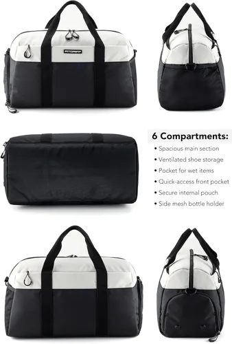 Miniatura 6 de Fitgriff Bolsa de gimnasio V2 para hombres y mujeres con compartimento para zapatos y artículos húmedos, bolsa de lona para viajes, deportes
