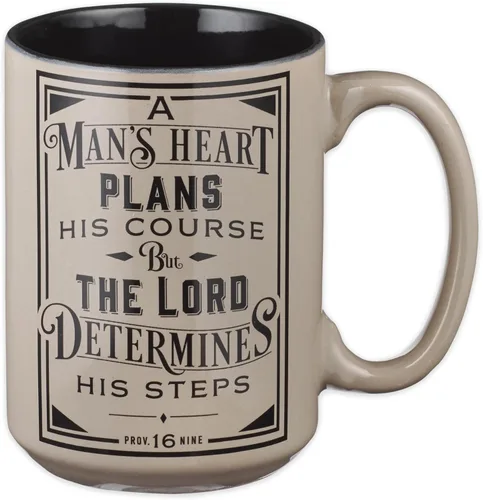 Miniatura 17 de Christian Art Gifts Taza grande de cerámica inspiradora con escritura bíblica para café y té para hombres: Versículo bíblico que anima al hombre